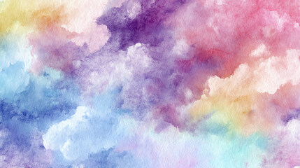 Fototapeta premium Pastel watercolor cloudscape dreamy rainbow hues abstract art background