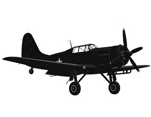 Black vintage military aircraft silhouette