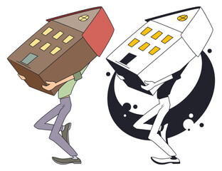 Man carries a house.