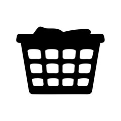 Black Silhouette of Laundry Basket Full of Clothes Ready for Washing