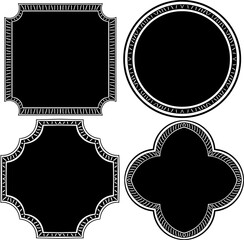 featuring four black and white vintage frame designs with different shapes