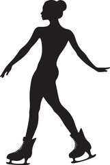 Figure Skater Woman Silhouette on Transparent Background