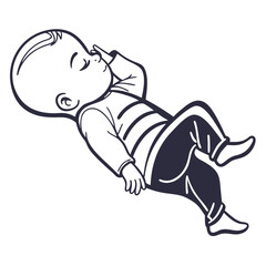 Obraz premium Cute Sleeping Baby Silhouette – Vector PNG, Transparent Background