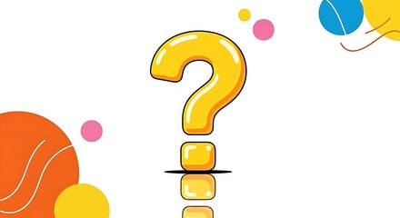 Bright Yellow Question Mark Illustration with Fun Shapes, a Conceptual Image for Problem Solving and Curious Minds.