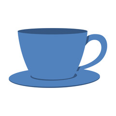 Clean Graphic of a Stylized Blue Beverage Cup with Matching Saucer Design