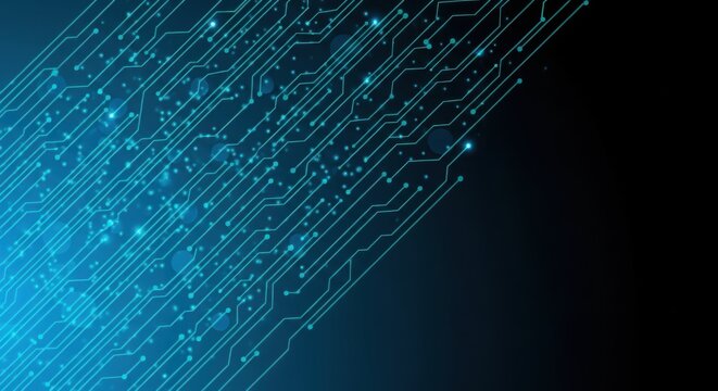 Futuristic Digital Circuit Board Technology Background Abstract Light Trails