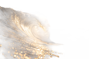 Shiny golden wave with sparkling glitter particles, isolated on AI generated by PNG