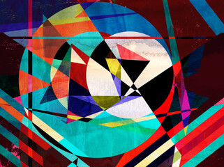 Abstract geometric watercolor retro background