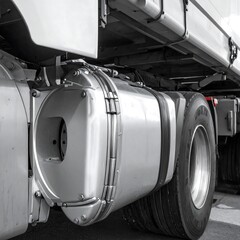Close-up of a truck fuel tank