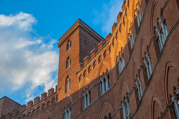 Palazzo Sansedoni Tower in Siena at Sunset, Tuscany Italy