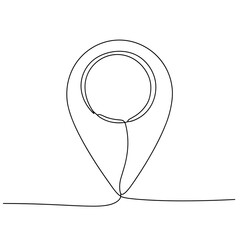 Minimalist line art depicting location pin with a continuous design  