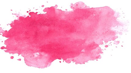 A vibrant pink watercolor splash with soft edges and varying intensity