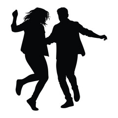 Dancing couple silhouette joyful movement vector
