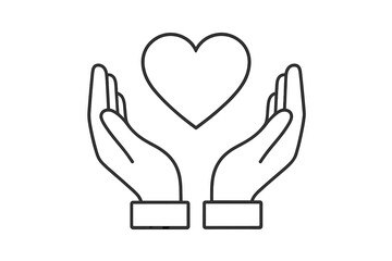 Obraz premium Hands holding heart icon for love, care, protection, and compassion. Symbol of charity, donation, health, and emotional support. Metaphor for volunteering and community.