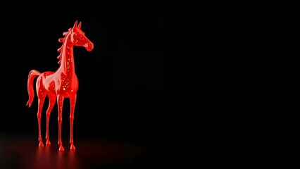 Year of the Horse symbol on black background, with space for text