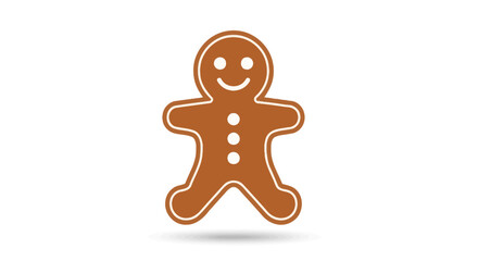 Festive gingerbread man cookie icon illustration on a clean white background perfect for holiday