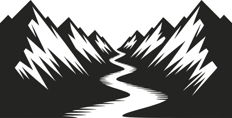 Obraz premium Mountain Range Vector Illustration Isolated on Transparent Background for Art Projects