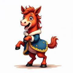 Cartoon red horse on a white background as a symbol of the Year 2026