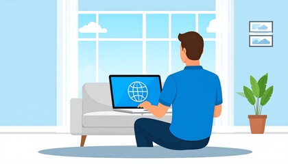 Man working from home on laptop