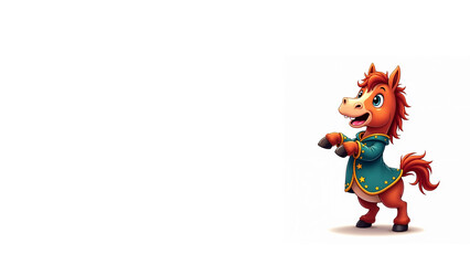 Cartoon red horse isolated on white background as a symbol of the Year 2026, with space for text