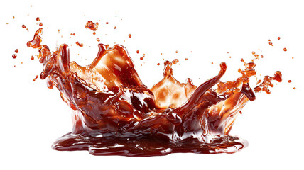 Tasty barbecue sauce splashing with rich smoky flavor sweet sticky texture and delicious cooking condiment illustration isolated on white background