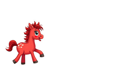 Cartoon red horse isolated on white background as a symbol of the Year 2026, with space for copy 