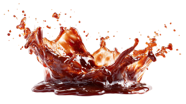 Tasty barbecue sauce splashing with rich smoky flavor sweet sticky texture and delicious cooking condiment illustration isolated on white background