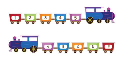 Colorful Train with Numbers and Letters for Kids Learning