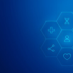 Fototapeta premium Medical Healthcare Icons on Blue Background