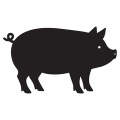 Minimal Pig Icon Vector Silhouette
