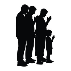 Family praying together silhouette prayer religious