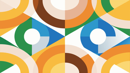 Obraz premium Modern Geometric Seamless Pattern, Retro 70s Bauhaus Style Abstract Background