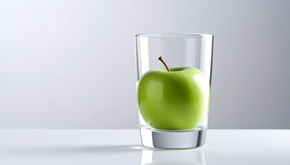 Green apple in a clear glass