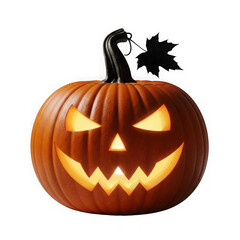 Fototapeta premium Spooky carved pumpkin isolated on transparent background isolated on transparent background