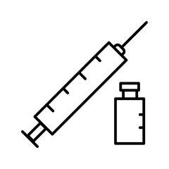 Medical syringe and vial outline healthcare injection