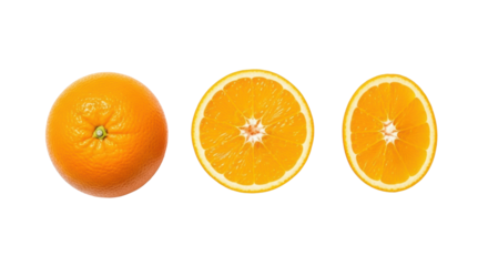 Two whole, halved, quartered vibrant orange citrus fruits precisely arranged on transparent with soft natural light, subtle shadows, clean copy space, healthy eating concept.