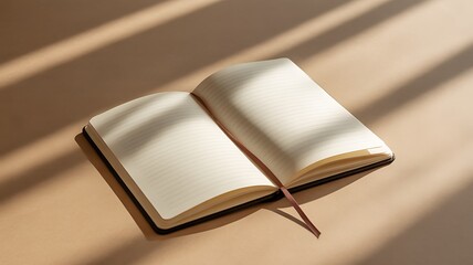 Open Lined Notebook with Shadow Patterns simple lies