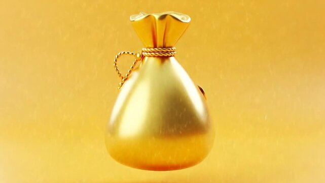 Golden money bag with a percentage symbol animation with Alpha Channel