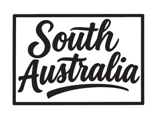  South Australia calligraphy style with frame border strong shape simple style in silhouette white background.