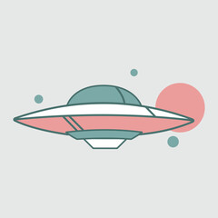 Pixel Art UFO:  Spacecraft Design Against a Pastel Background, Design for tshirts