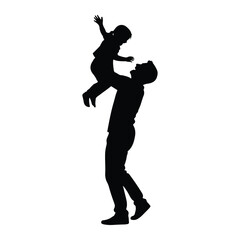 Father lifting child in air playing silhouette