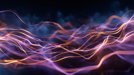 Obraz premium Abstract flowing glowing lines. Light wave energy motion. Futuristic data stream technology concept for digital connectivity.