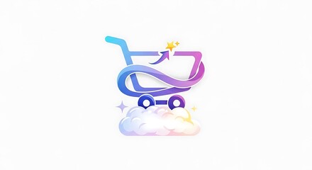 Abstract colorful shopping cart icon with a fluid gradient effect