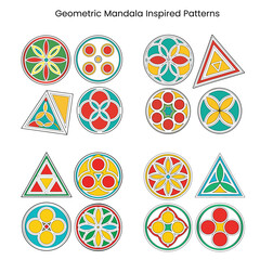 geometric mandala-inspired patterns with a modern twist  colorful, abstract, and symmetrical
