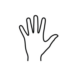 Fototapeta premium Simple outline vector illustration of an open hand showing five fingers vector