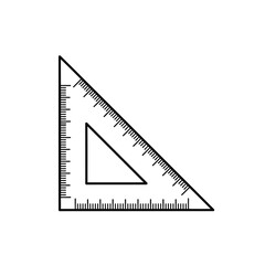 Simple line art triangle ruler tool for math and geometry education vector