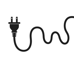Simple vector illustration of a black power plug and wavy cord vector