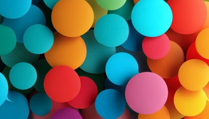 The illustration shows many circles of various sizes and colors overlapping each other to create an abstract pattern.