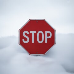 Obraz premium Red Stop Sign in a Snowy Landscape