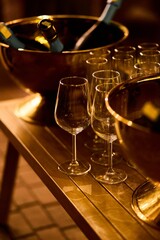 Close-Up of Empty Wine Glasses	